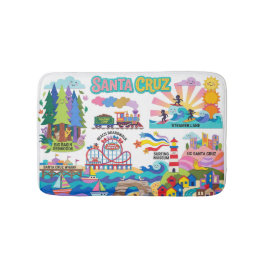 Geïllustreerde kaart van Santa Cruz Boardwalk Beac Badmat