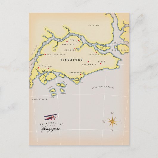 Geïllustreerde kaart van Singapore (Voorkant)