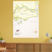Geïllustreerde kaart van Singapore Canvas Afdruk (Insitu (Woonkamer))