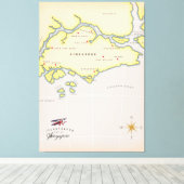 Geïllustreerde kaart van Singapore Canvas Afdruk (Insitu (Houten vloer))