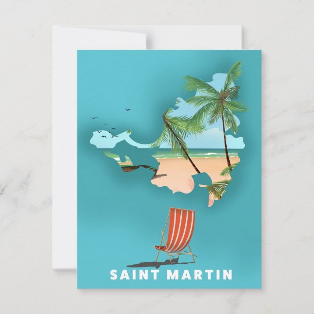 Geïllustreerde kaart van Sint-Maarten. (Voorkant)