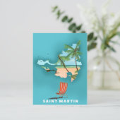 Geïllustreerde kaart van Sint-Maarten. (Staand voorkant)