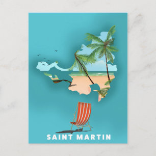Geïllustreerde kaart van Sint-Maarten.