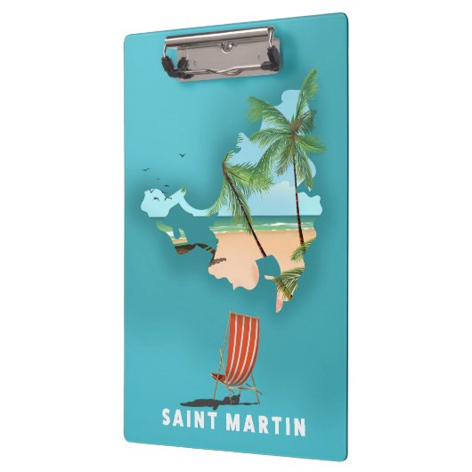 Geïllustreerde kaart van Sint Maarten. Klembord (Links)