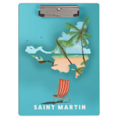 Geïllustreerde kaart van Sint Maarten. Klembord (Voorkant)