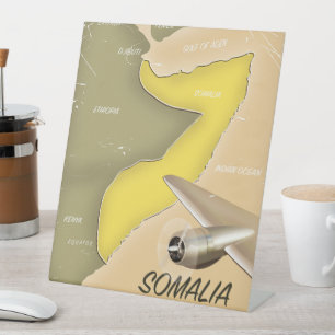 geïllustreerde kaart van Somalië Reclamebord Met Voetstuk