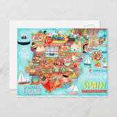 Geïllustreerde kaart van Spanje (Briefkaart) (Voorkant / Achterkant)