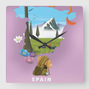 Geïllustreerde kaart van Spanje reisposter Vierkante Klok