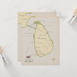 Geïllustreerde kaart van Sri Lanka