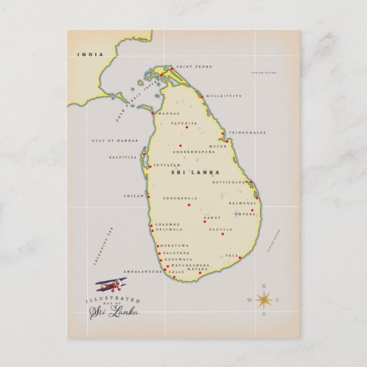 Geïllustreerde kaart van Sri Lanka (Voorkant)