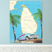 Geïllustreerde kaart van Sri Lanka Canvas Afdruk (Insitu (Houten vloer))