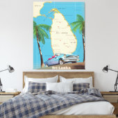 Geïllustreerde kaart van Sri Lanka Canvas Afdruk (Insitu (Slaapkamer))