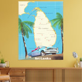 Geïllustreerde kaart van Sri Lanka Canvas Afdruk (Insitu (Woonkamer))