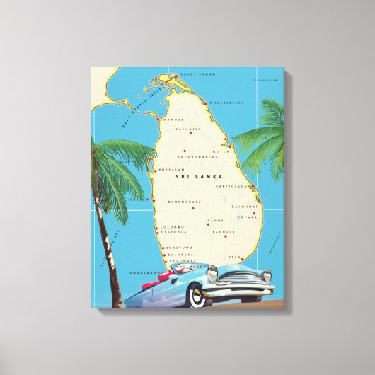Geïllustreerde kaart van Sri Lanka Canvas Afdruk (Voorkant)