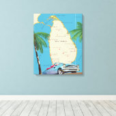 Geïllustreerde kaart van Sri Lanka Canvas Afdruk (Insitu (Houten vloer))