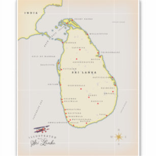 Geïllustreerde kaart van Sri Lanka Sticker