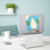 Geïllustreerde kaart van Sri Lanka Sticker (Laptop op bureau)
