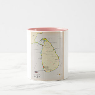 Geïllustreerde kaart van Sri Lanka Tweekleurige Koffiemok