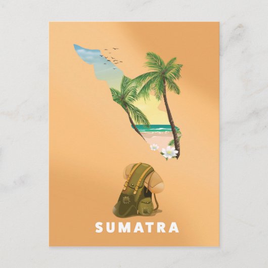 geïllustreerde kaart van Sumatra reisposter (Voorkant)