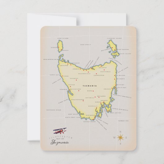 Geïllustreerde kaart van Tasmanië. (Achterkant)