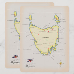 Geïllustreerde kaart van Tasmanië.