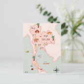 Geïllustreerde kaart van Thailand (Staand voorkant)