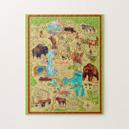 Geïllustreerde kaart van Yellowstone Park Legpuzzel
