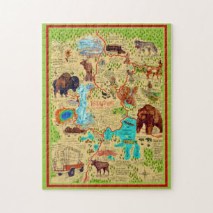 Geïllustreerde kaart van Yellowstone Park Legpuzzel