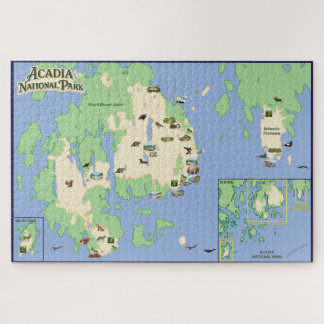 Geïllustreerde kaartpuzzel van Acadia National Par Legpuzzel