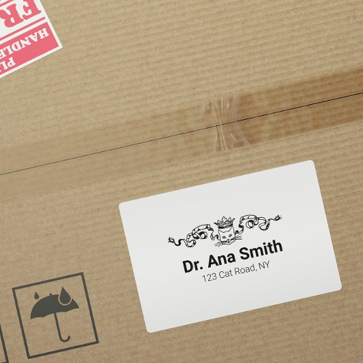 Geïllustreerde kat diergeneeskundig beroep bedrijf etiket