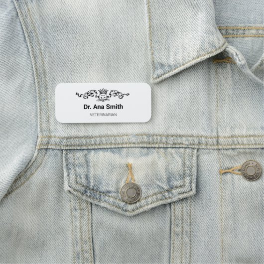 Geïllustreerde kat diergeneeskundig beroep bedrijf naamplaatje (In situ)