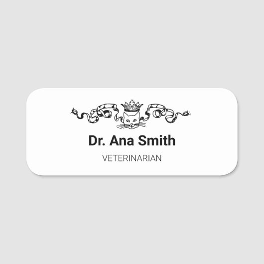 Geïllustreerde kat diergeneeskundig beroep bedrijf naamplaatje (Voorkant)
