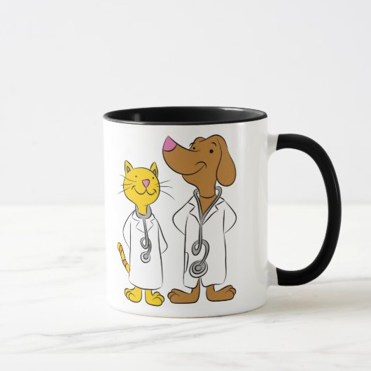 Geïllustreerde kat- en hondenvets mok (Rechts)