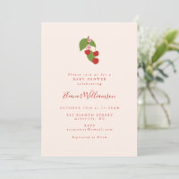Geïllustreerde Kersencrème Elegante Baby Shower