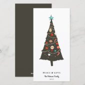 Geïllustreerde Kerstboom in Mid-century Modern sti Feestdagenkaart (Voorkant / Achterkant)