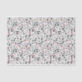 Geïllustreerde kerstpostzegels tissuepapier