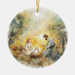 Geïllustreerde kerststal Ik herinner me het wonder Keramisch Ornament