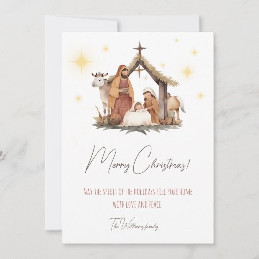 Geïllustreerde kerststal Kaart (Voorkant)