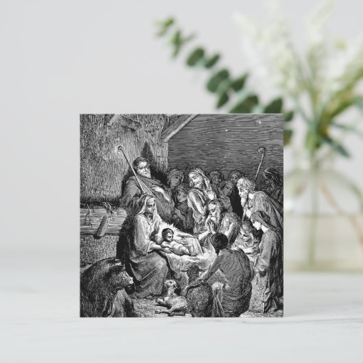 Geïllustreerde kerststal kaart (Staand voorkant)