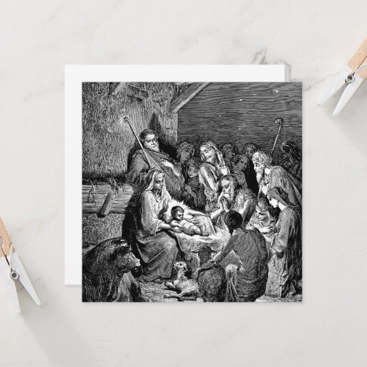 Geïllustreerde kerststal kaart (Voorkant / Achterkant in situ)