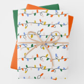 Geïllustreerde kerstverlichting rood en groen inpakpapier vel (In situ)