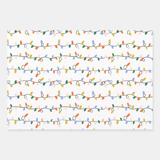 Geïllustreerde kerstverlichting rood en groen inpakpapier vel (Voorkant)