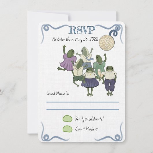 Geïllustreerde Kikkers RSVP Kaart (Voorkant)