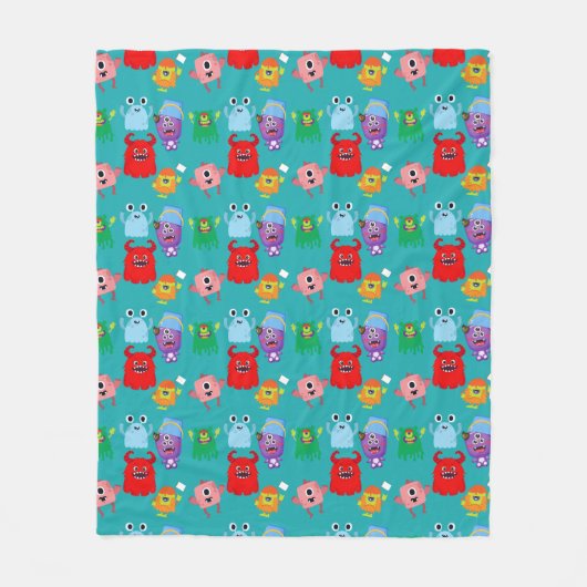 Geïllustreerde Kinder Monster Fleece Deken (Voorkant)