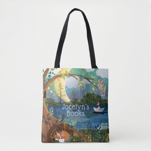 Geïllustreerde kinderboekentas tote bag (Voorkant)