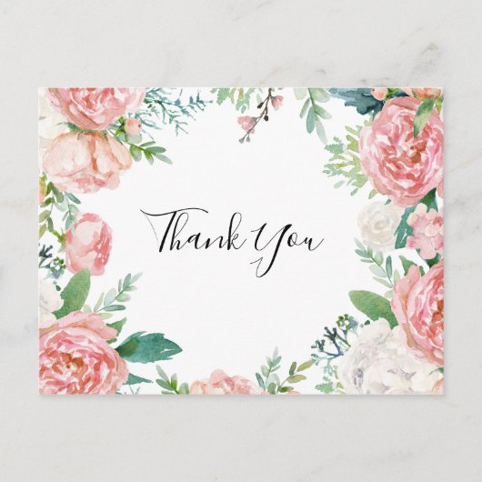 Geïllustreerde kleurrijke tropische bloemen dank u briefkaart (Voorkant)