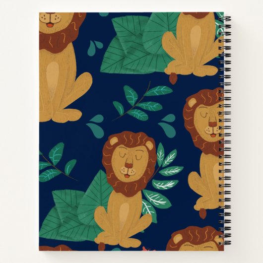 Geïllustreerde Leeuw grillig Hand-getrokken patroo Notitieboek (Achterkant)