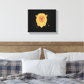 Geïllustreerde Leeuwenkop Canvas Afdruk (Insitu (Slaapkamer))