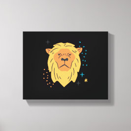 Geïllustreerde Leeuwenkop Canvas Afdruk