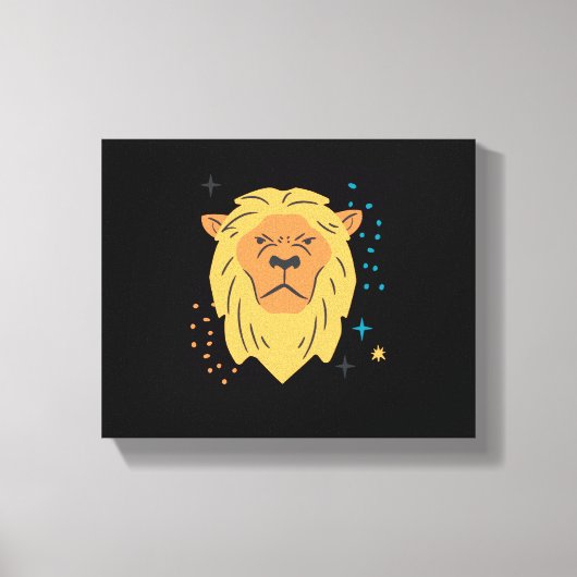 Geïllustreerde Leeuwenkop Canvas Afdruk (Voorkant)